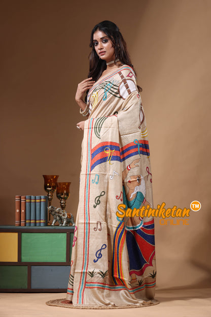 Pure Gachi Tussar Kantha Stitch Saree SN2630926