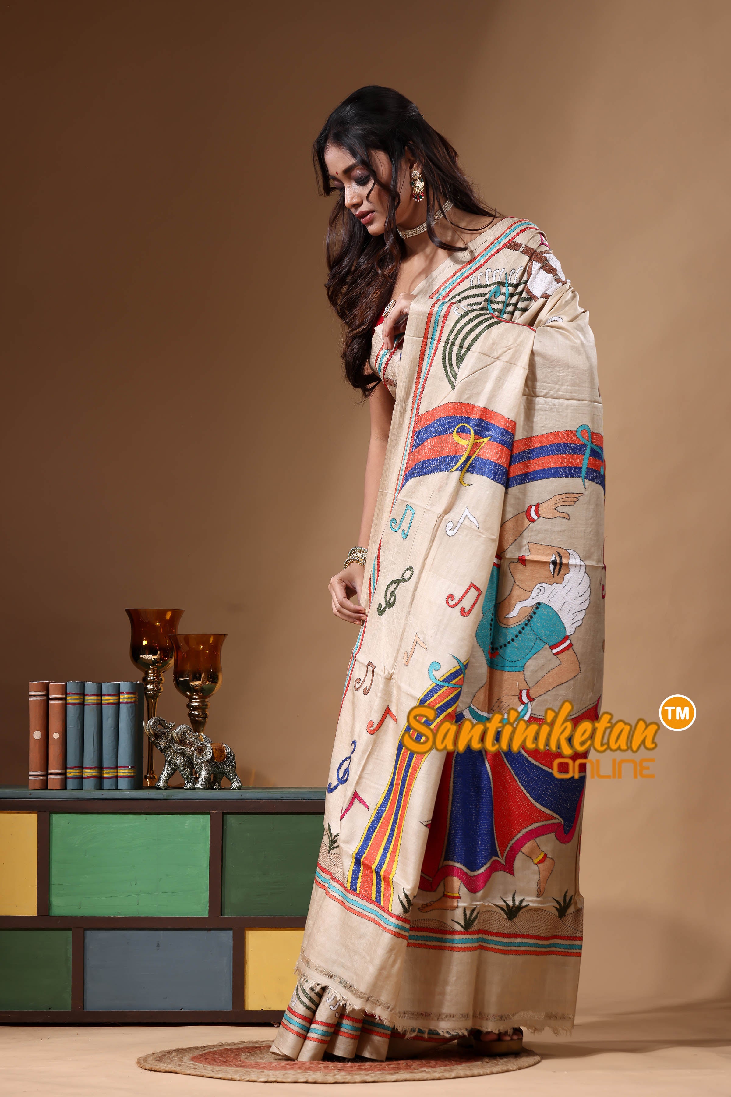Pure Gachi Tussar Kantha Stitch Saree SN2630926