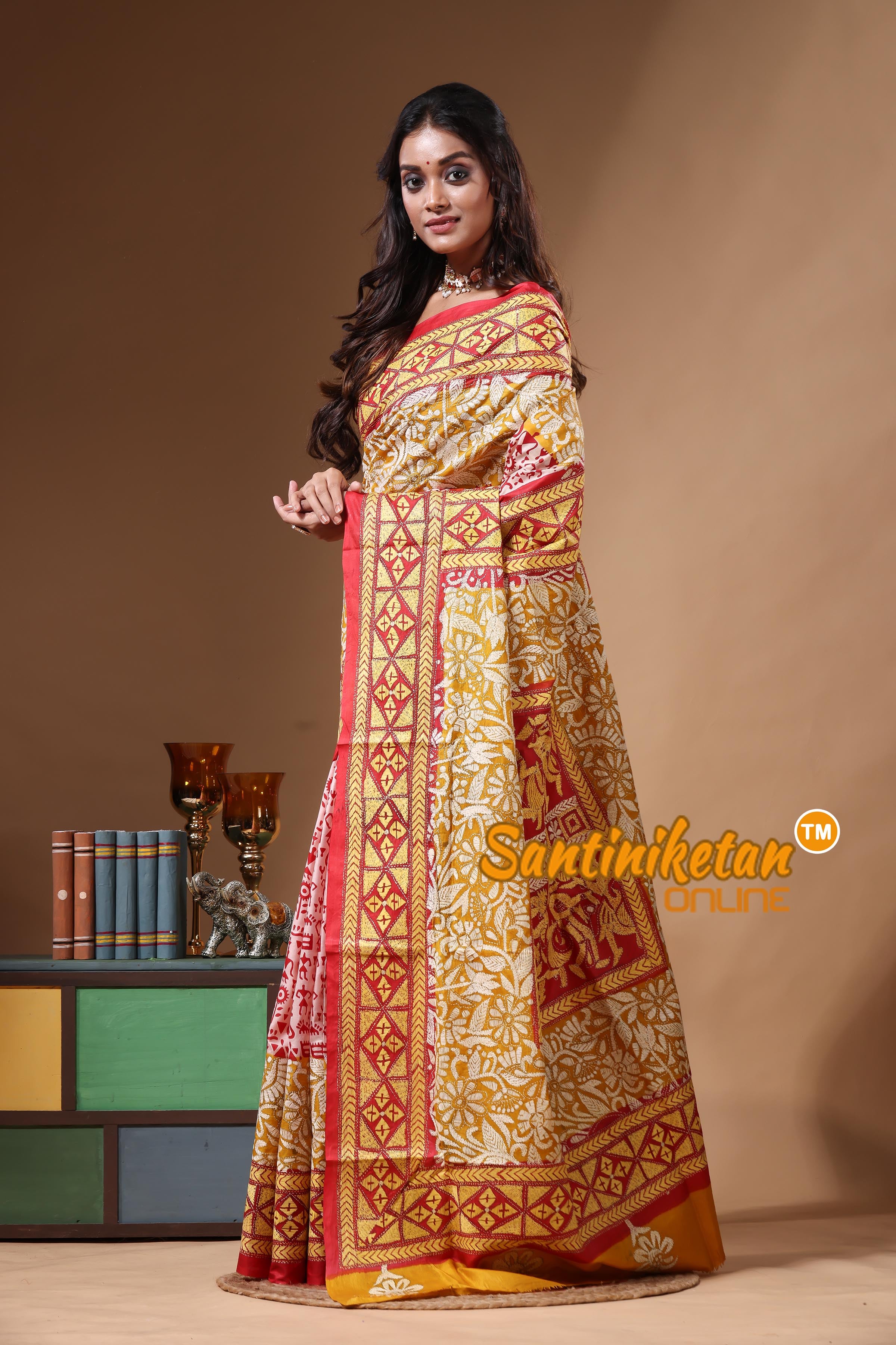 Pure Bangalore Silk Kantha Stitch Saree SN2630937