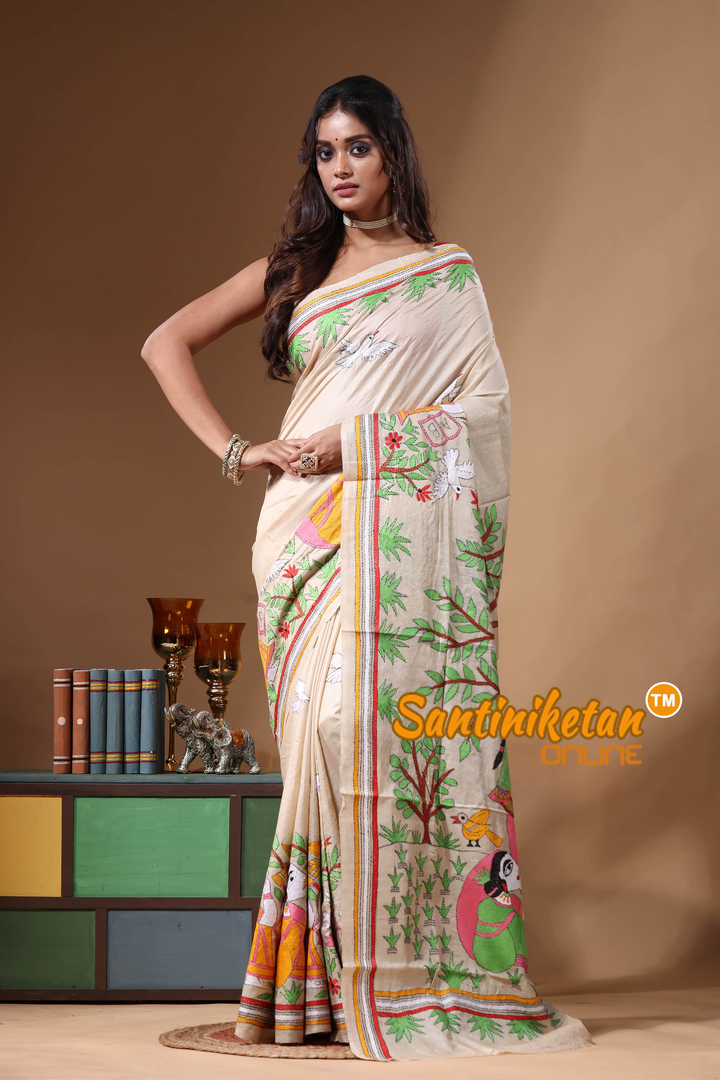 Pure Gachi Tussar Kantha Stitch Saree SN2631085