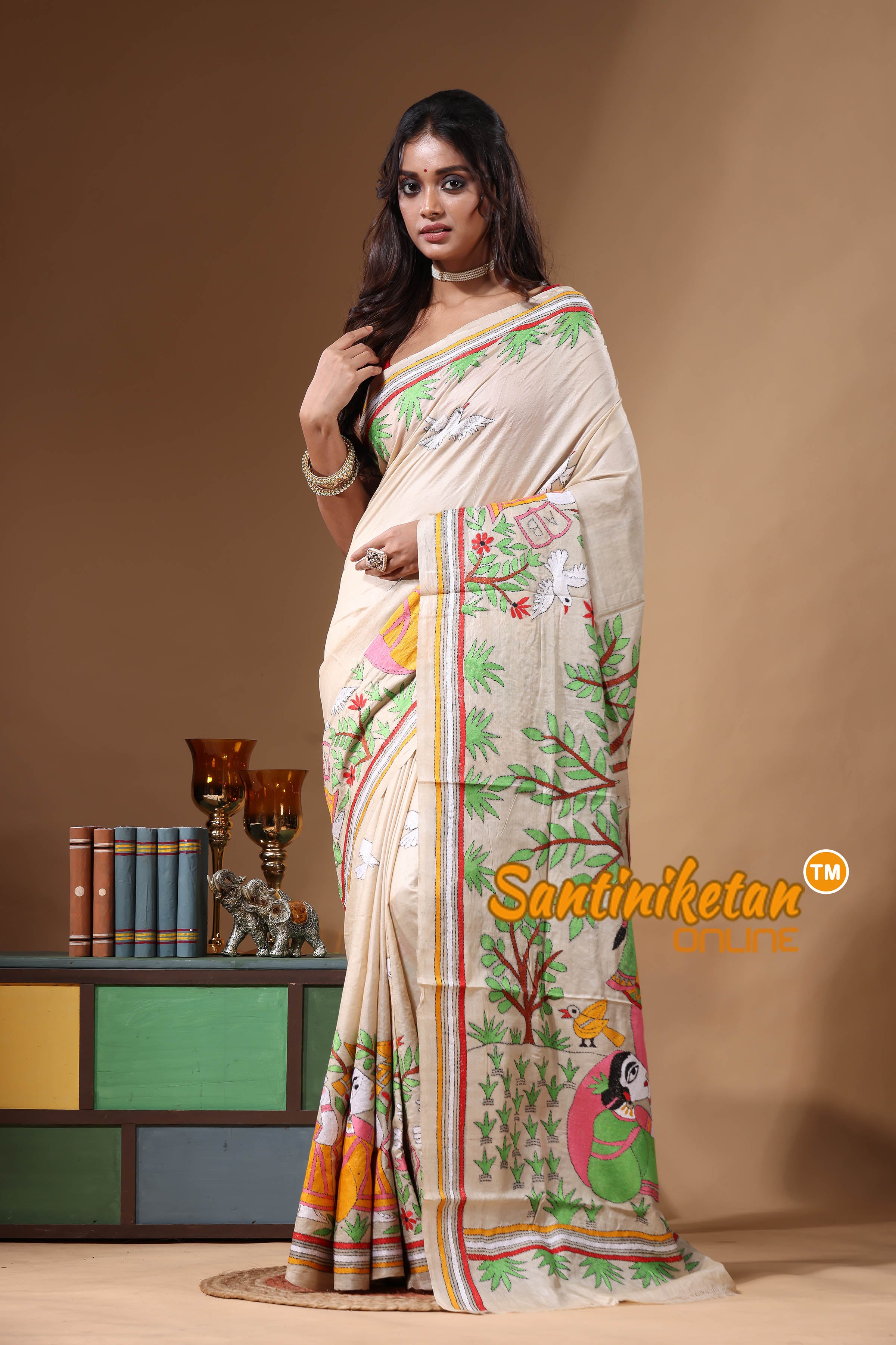 Pure Gachi Tussar Kantha Stitch Saree SN2631085