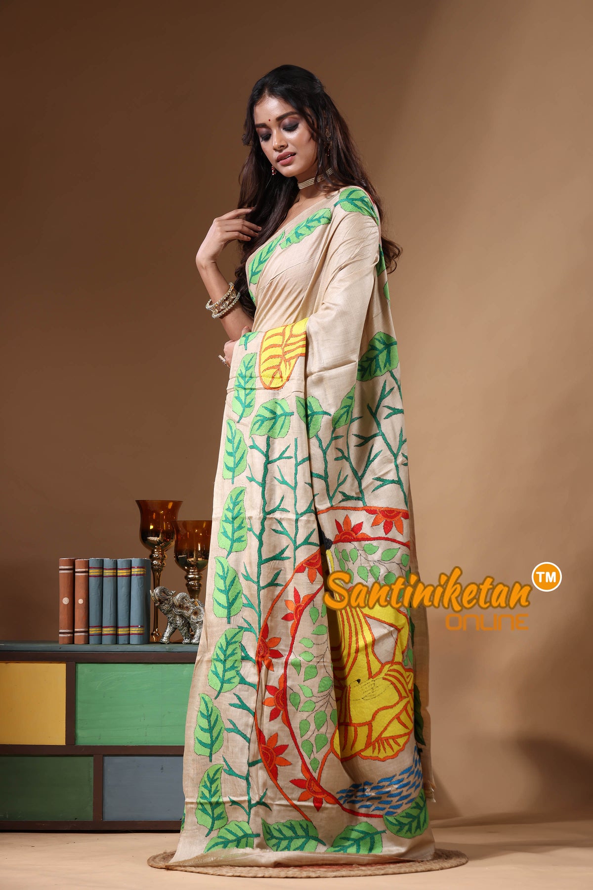 Pure Gachi Tussar Kantha Stitch Saree SN2631091