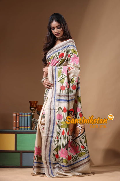 Pure Gachi Tussar Kantha Stitch Saree SN2631097