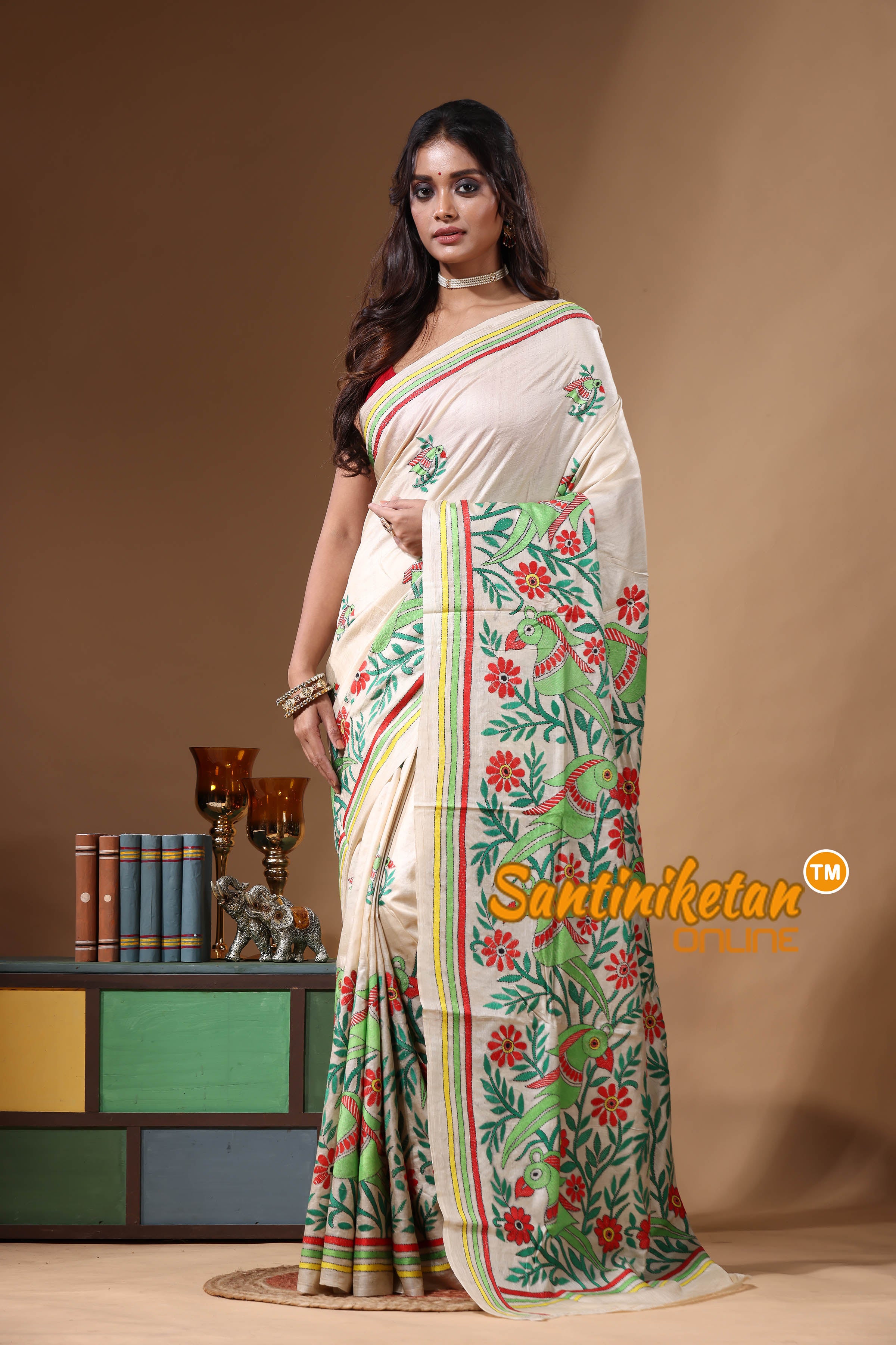 Pure Gachi Tussar Kantha Stitch Saree SN2631104