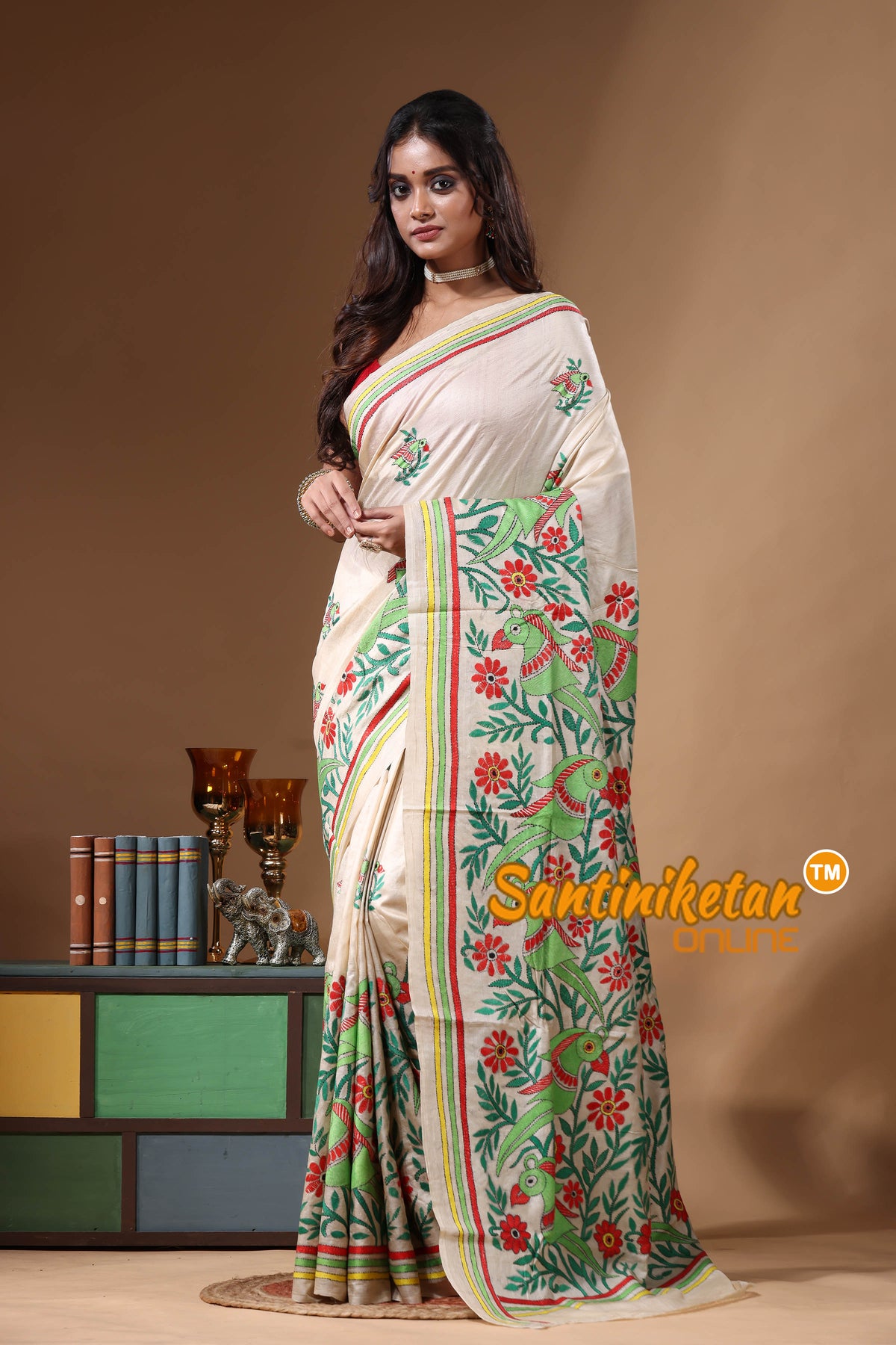 Pure Gachi Tussar Kantha Stitch Saree SN2631104