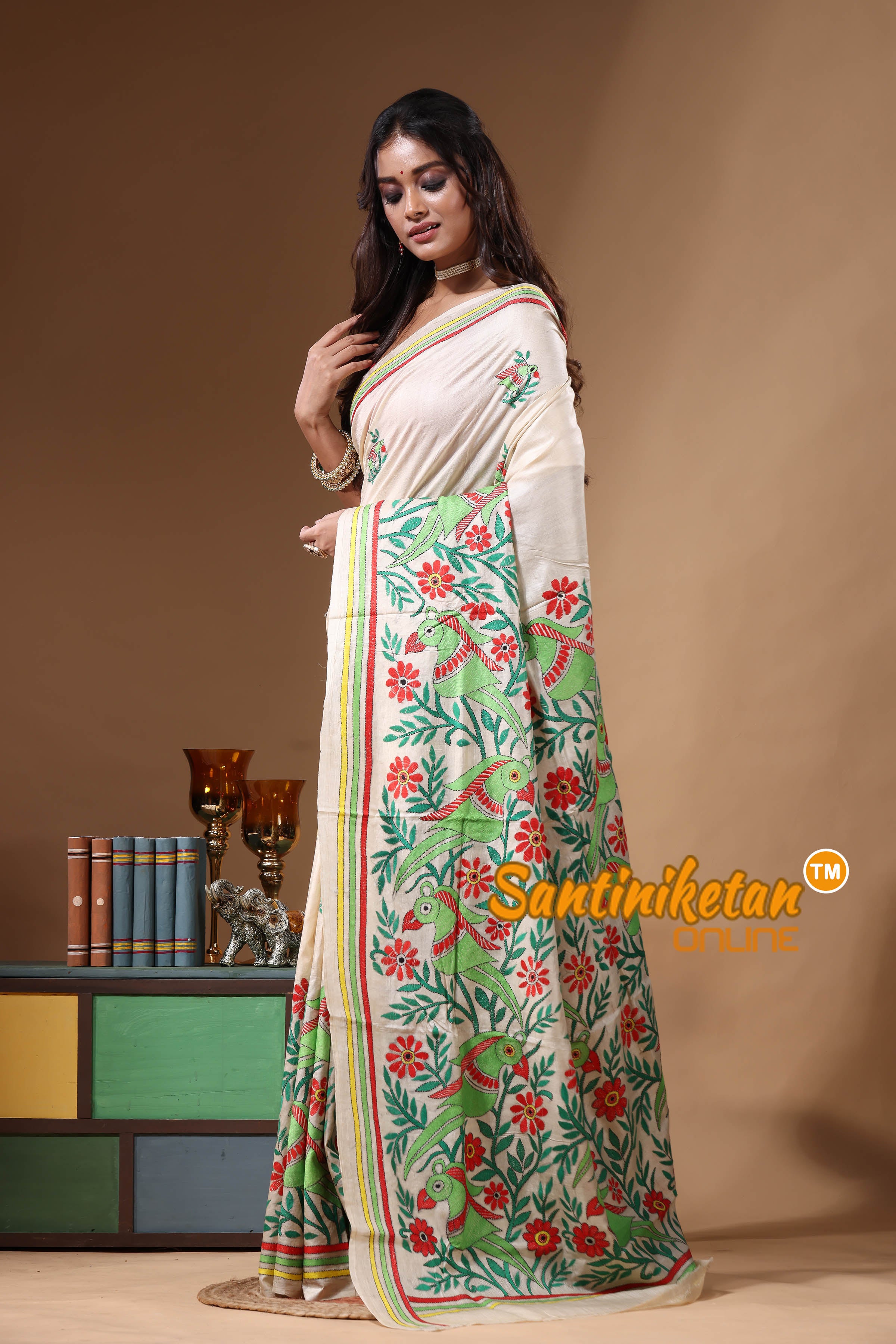 Pure Gachi Tussar Kantha Stitch Saree SN2631104