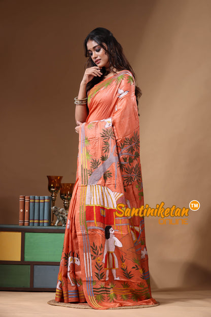 Dye Pure Gachi Tussar Kantha Stitch Saree SN2631116
