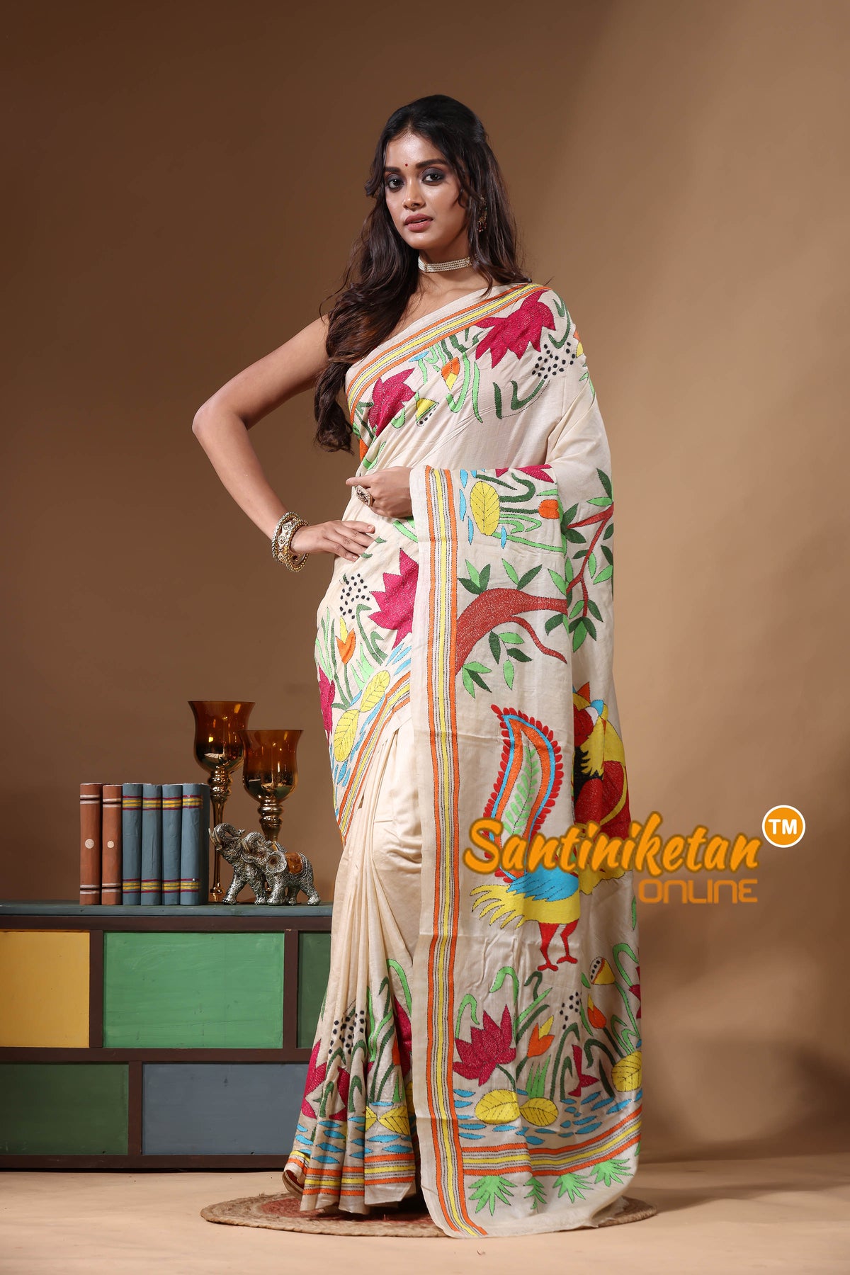 Pure Gachi Tussar Kantha Stitch Saree SN2631128