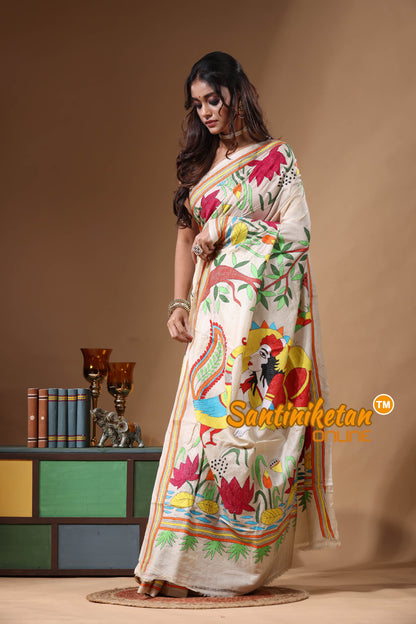 Pure Gachi Tussar Kantha Stitch Saree SN2631128