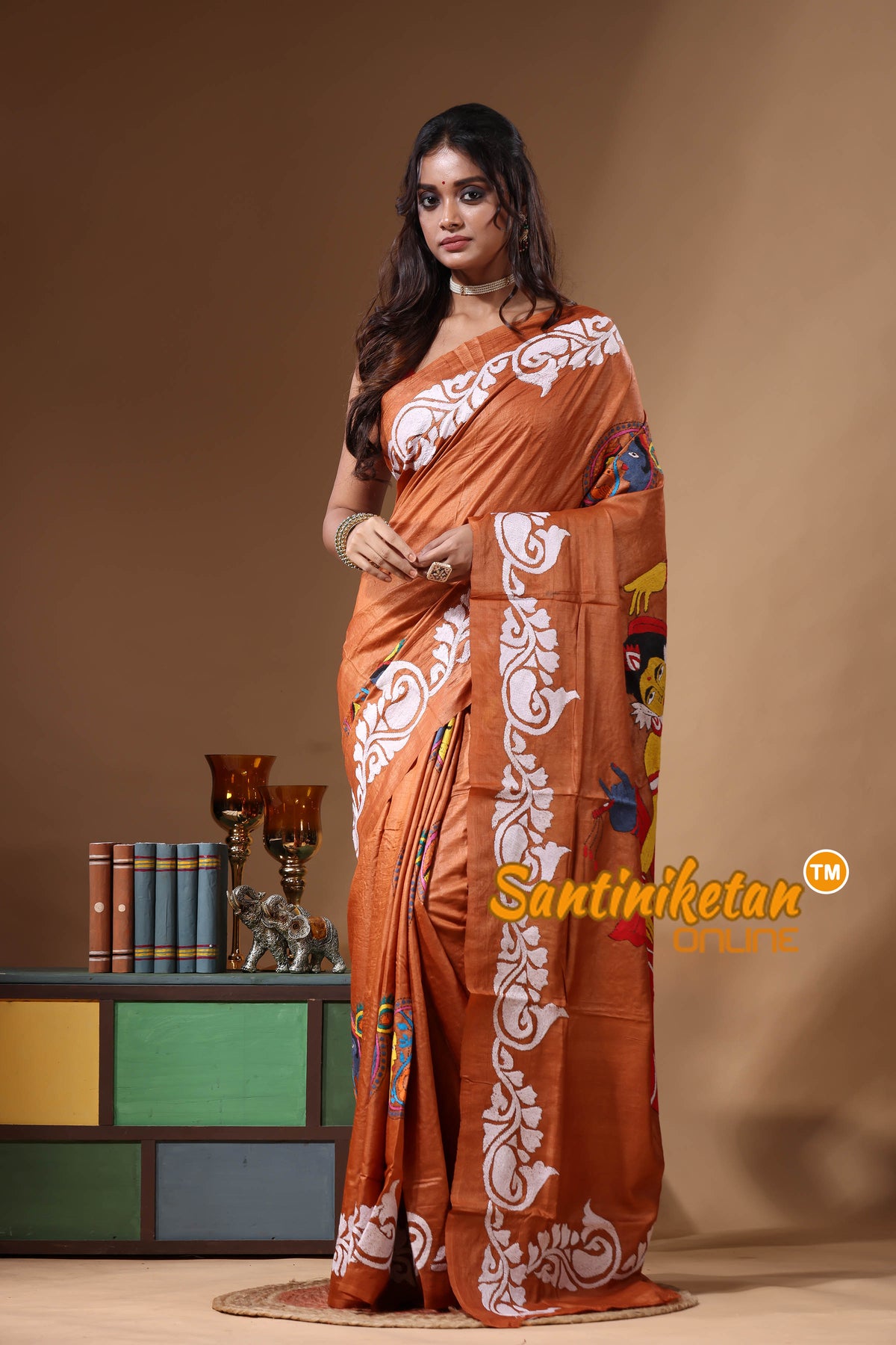 Dye Pure Gachi Tussar Kantha Stitch Saree SN2631134