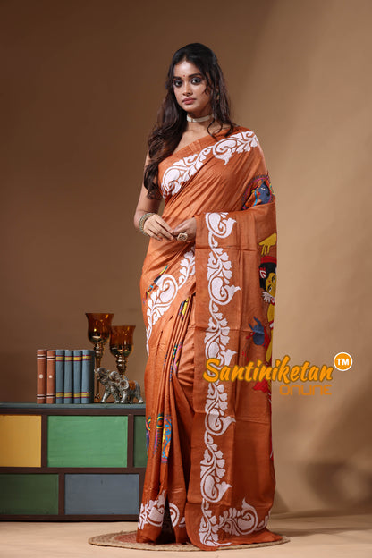 Dye Pure Gachi Tussar Kantha Stitch Saree SN2631134