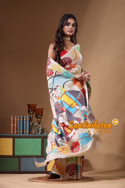 Pure Gachi Tussar Kantha Stitch Saree SN2631141