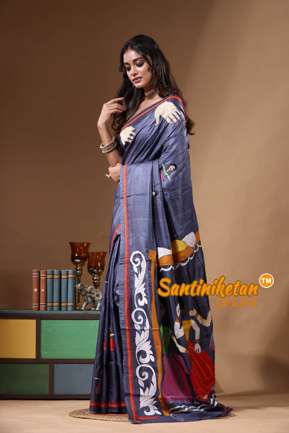 Dye Pure Gachi Tussar Kantha Stitch Saree SN2631153