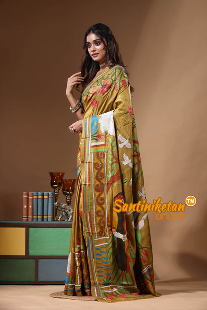 Dye Pure Gachi Tussar Kantha Stitch Saree SN2631159