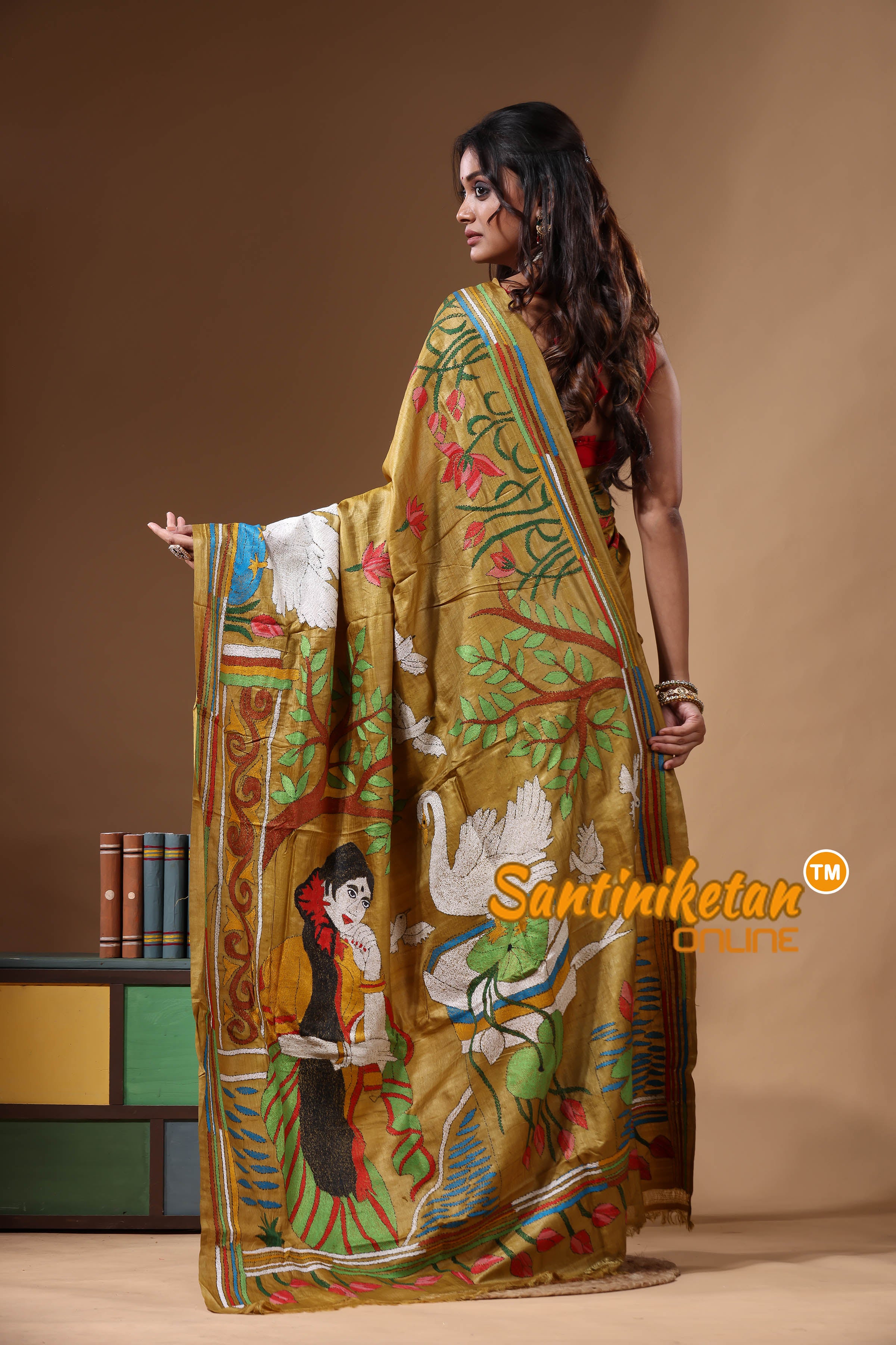 Dye Pure Gachi Tussar Kantha Stitch Saree SN2631159