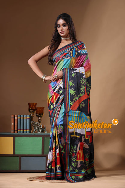 Dye Pure Gachi Tussar Kantha Stitch Saree SN2631171