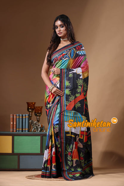 Dye Pure Gachi Tussar Kantha Stitch Saree SN2631171