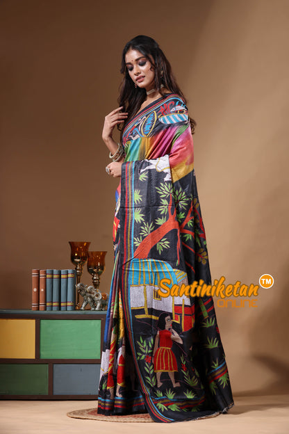 Dye Pure Gachi Tussar Kantha Stitch Saree SN2631171
