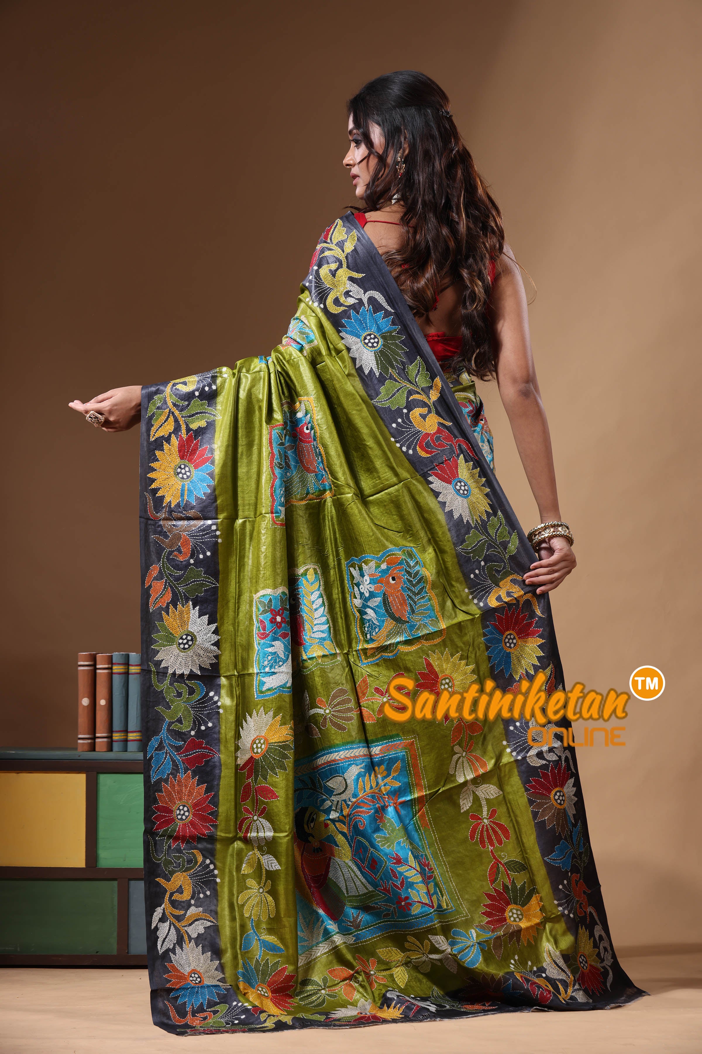 Dye Pure Gachi Tussar Kantha Stitch Saree SN2631177