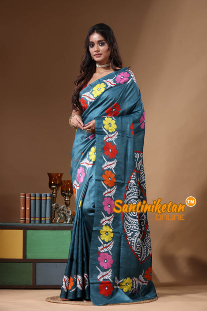 Dye Pure Gachi Tussar Kantha Stitch Saree SN2631189