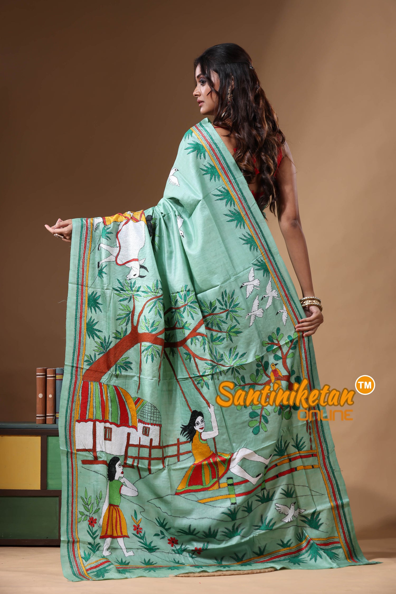 Dye Pure Gachi Tussar Kantha Stitch Saree SN2631196