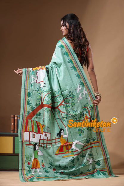 Dye Pure Gachi Tussar Kantha Stitch Saree SN2631196