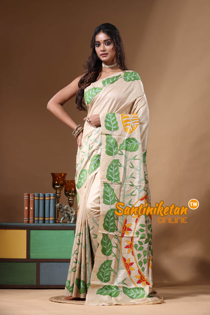 Pure Gachi Tussar Kantha Stitch Saree SN2631202