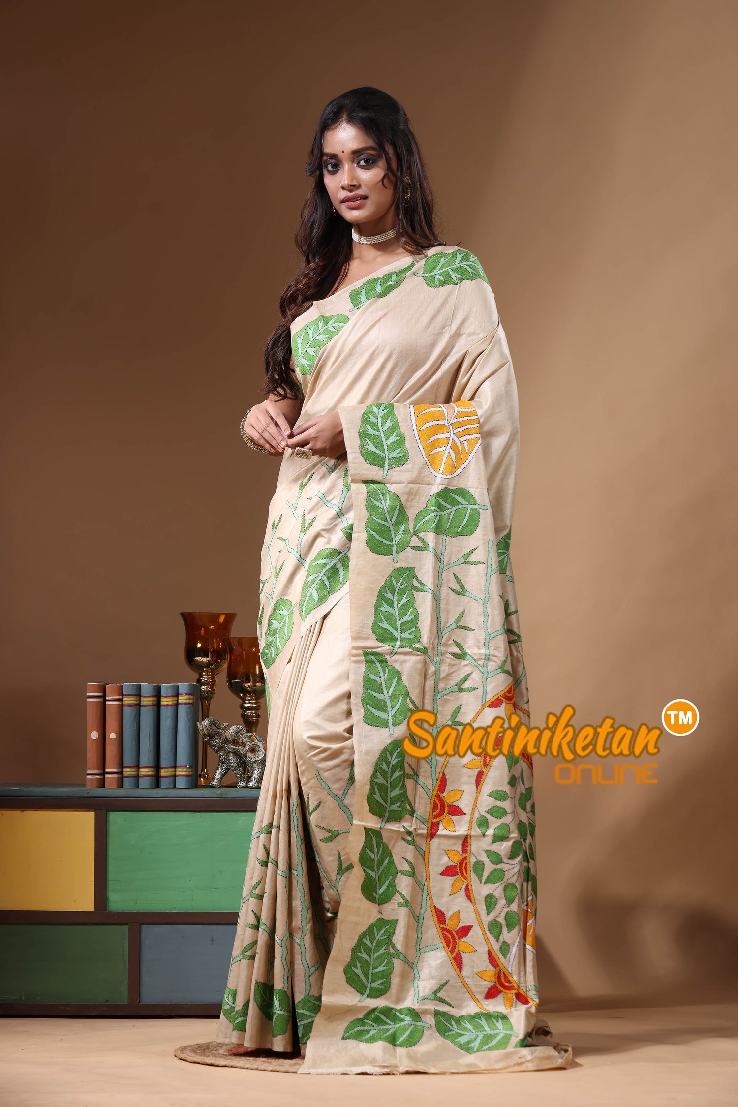 Pure Gachi Tussar Kantha Stitch Saree SN2631202
