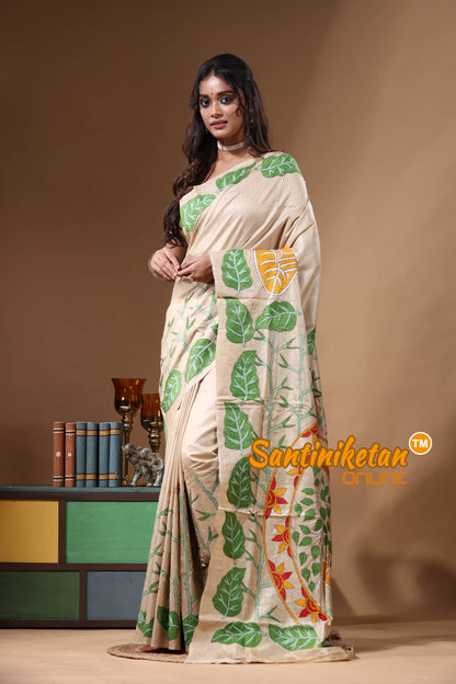 Pure Gachi Tussar Kantha Stitch Saree SN2631202
