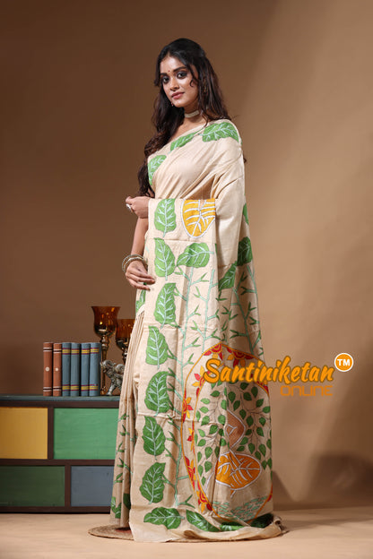 Pure Gachi Tussar Kantha Stitch Saree SN2631202