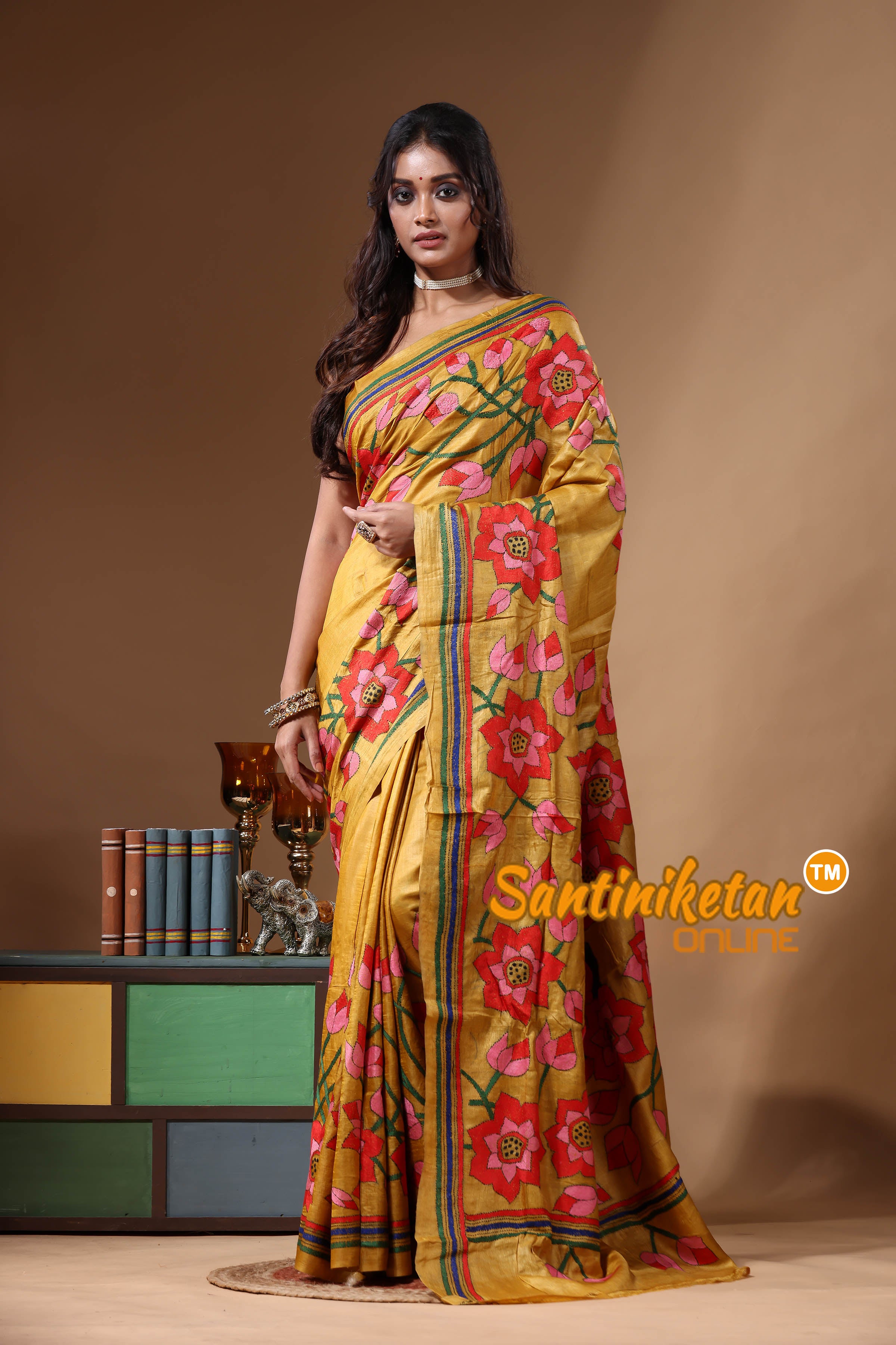 Dye Pure Gachi Tussar Kantha Stitch Saree SN2631208