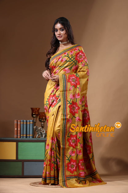 Dye Pure Gachi Tussar Kantha Stitch Saree SN2631208