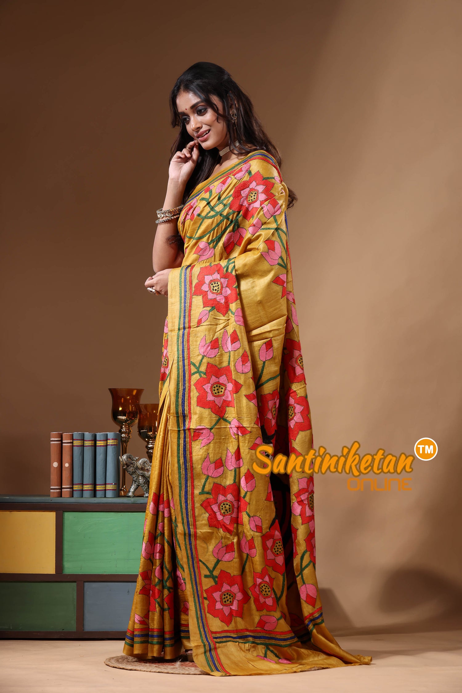 Dye Pure Gachi Tussar Kantha Stitch Saree SN2631208
