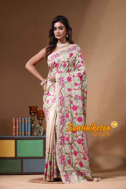 Pure Gachi Tussar Kantha Stitch Saree SN2631220