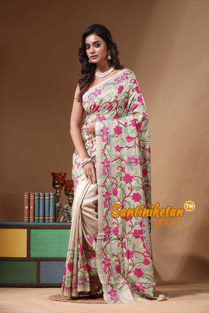 Pure Gachi Tussar Kantha Stitch Saree SN2631220