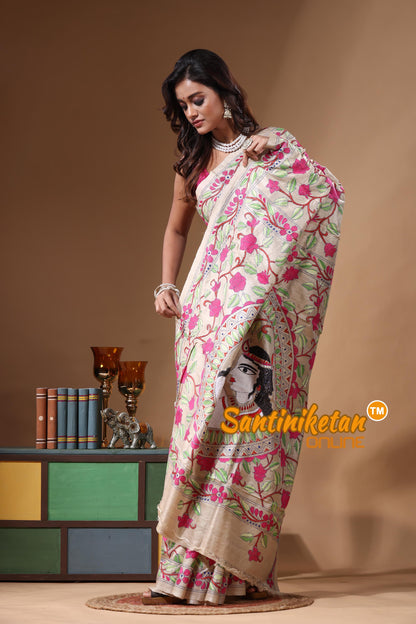 Pure Gachi Tussar Kantha Stitch Saree SN2631220