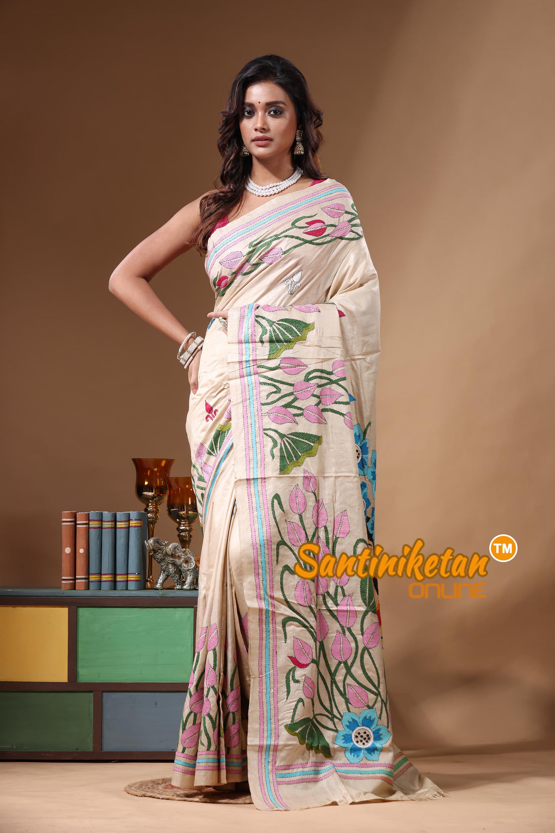 Pure Gachi Tussar Kantha Stitch Saree SN2631226