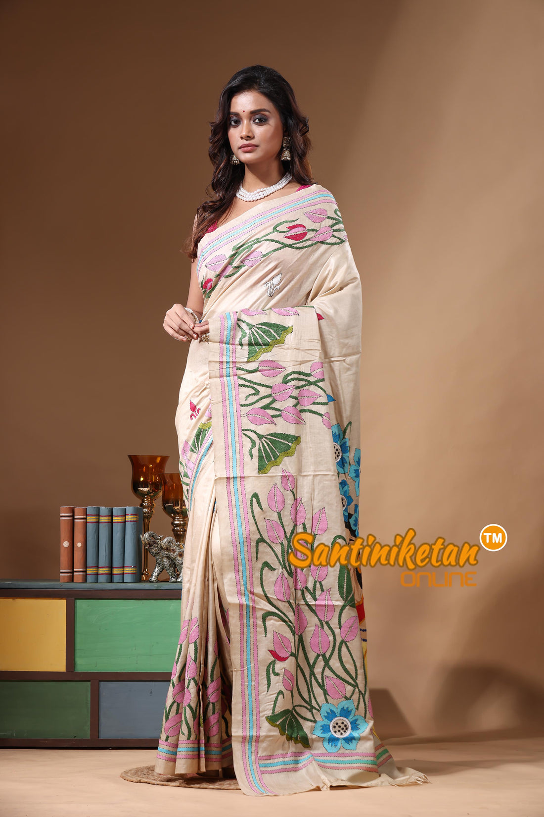 Pure Gachi Tussar Kantha Stitch Saree SN2631226