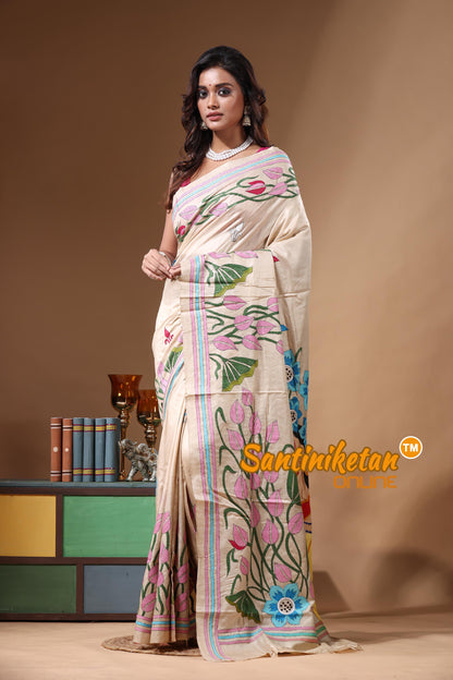 Pure Gachi Tussar Kantha Stitch Saree SN2631226