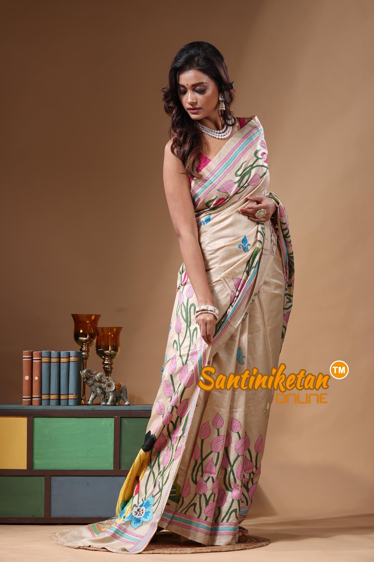 Pure Gachi Tussar Kantha Stitch Saree SN2631226
