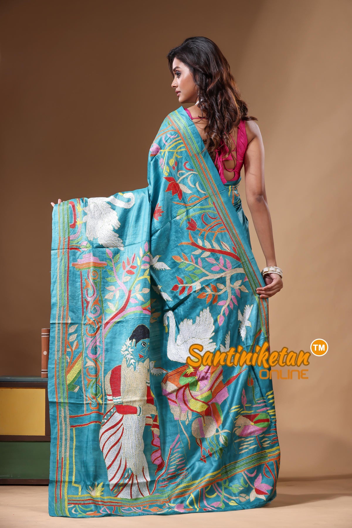Dye Pure Gachi Tussar Kantha Stitch Saree SN2631233
