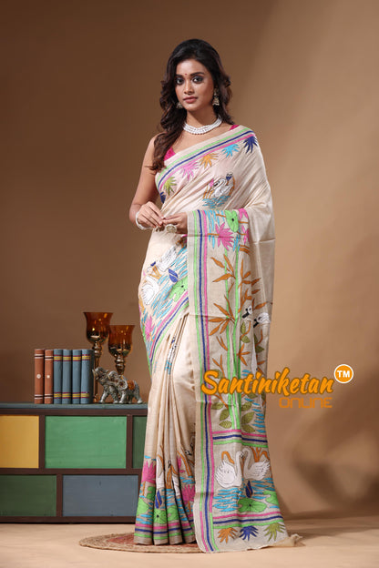 Pure Gachi Tussar Kantha Stitch Saree SN2631239