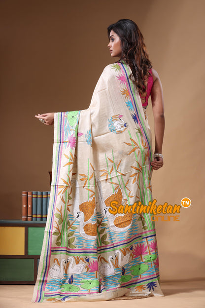 Pure Gachi Tussar Kantha Stitch Saree SN2631239