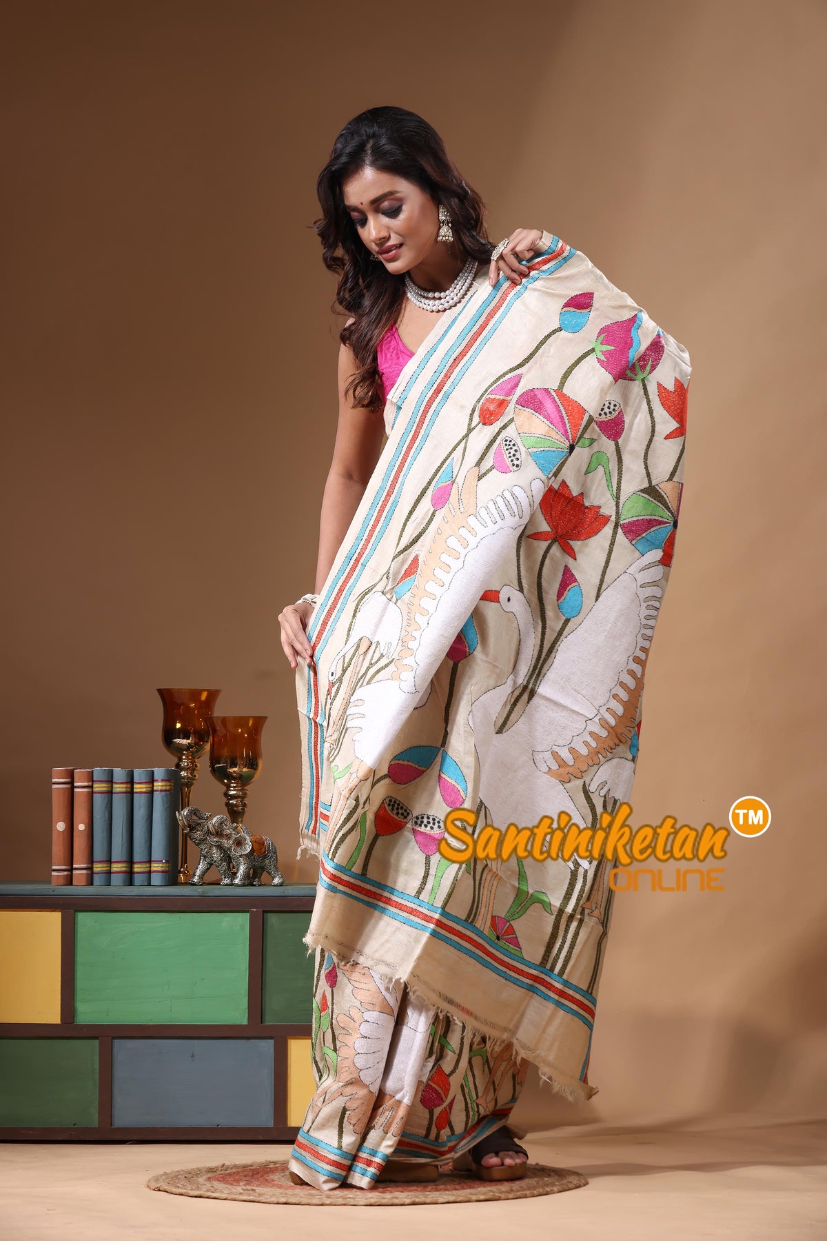 Pure Gachi Tussar Kantha Stitch Saree SN2631245