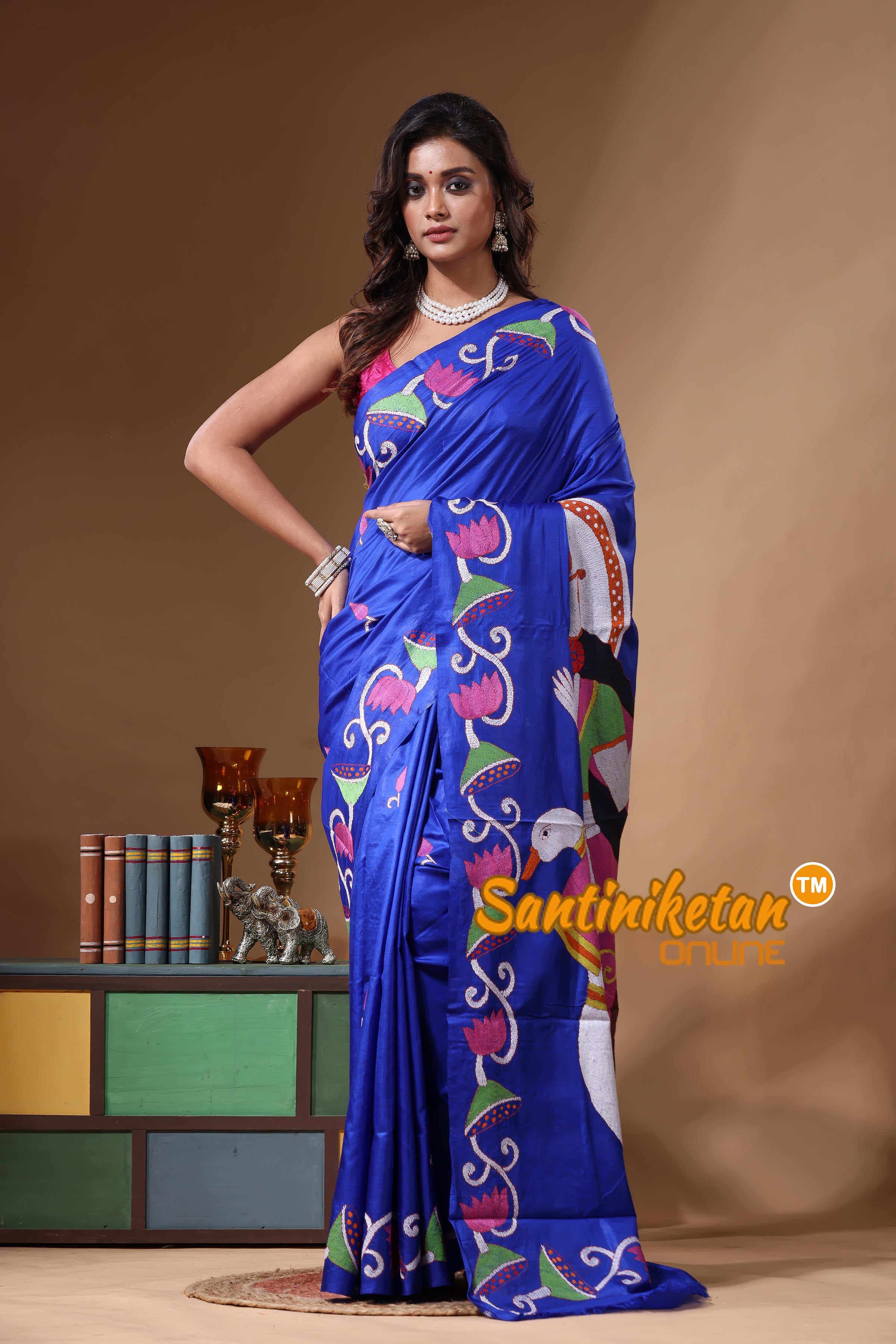 Dye Pure Gachi Tussar Kantha Stitch Saree SN2631251