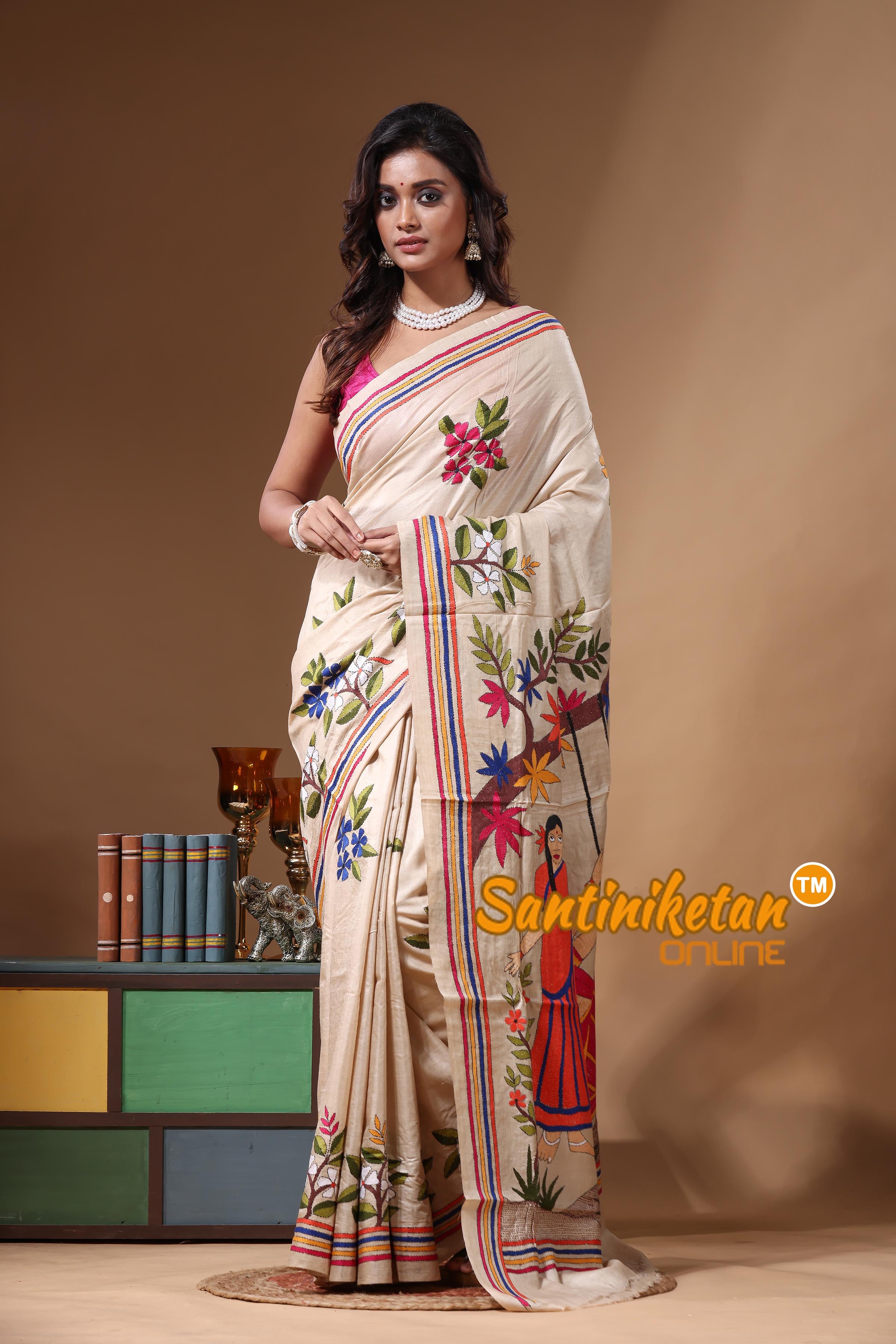 Pure Gachi Tussar Kantha Stitch Saree SN2631257