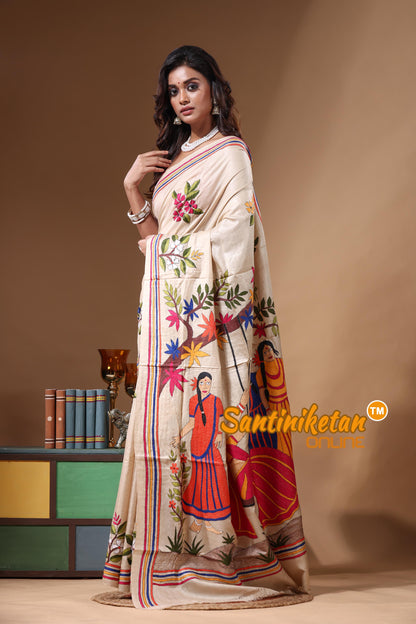 Pure Gachi Tussar Kantha Stitch Saree SN2631257