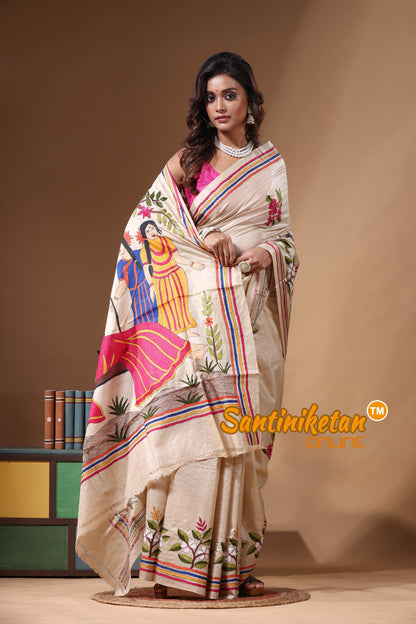 Pure Gachi Tussar Kantha Stitch Saree SN2631257