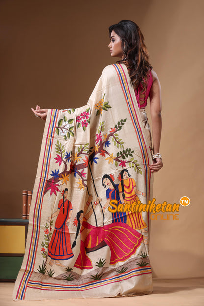 Pure Gachi Tussar Kantha Stitch Saree SN2631257