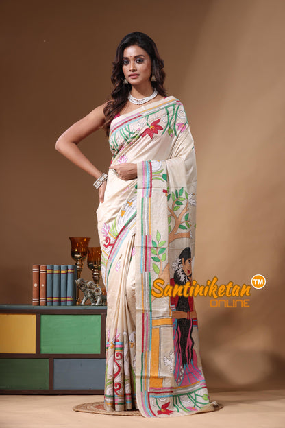 Pure Gachi Tussar Kantha Stitch Saree SN2631269